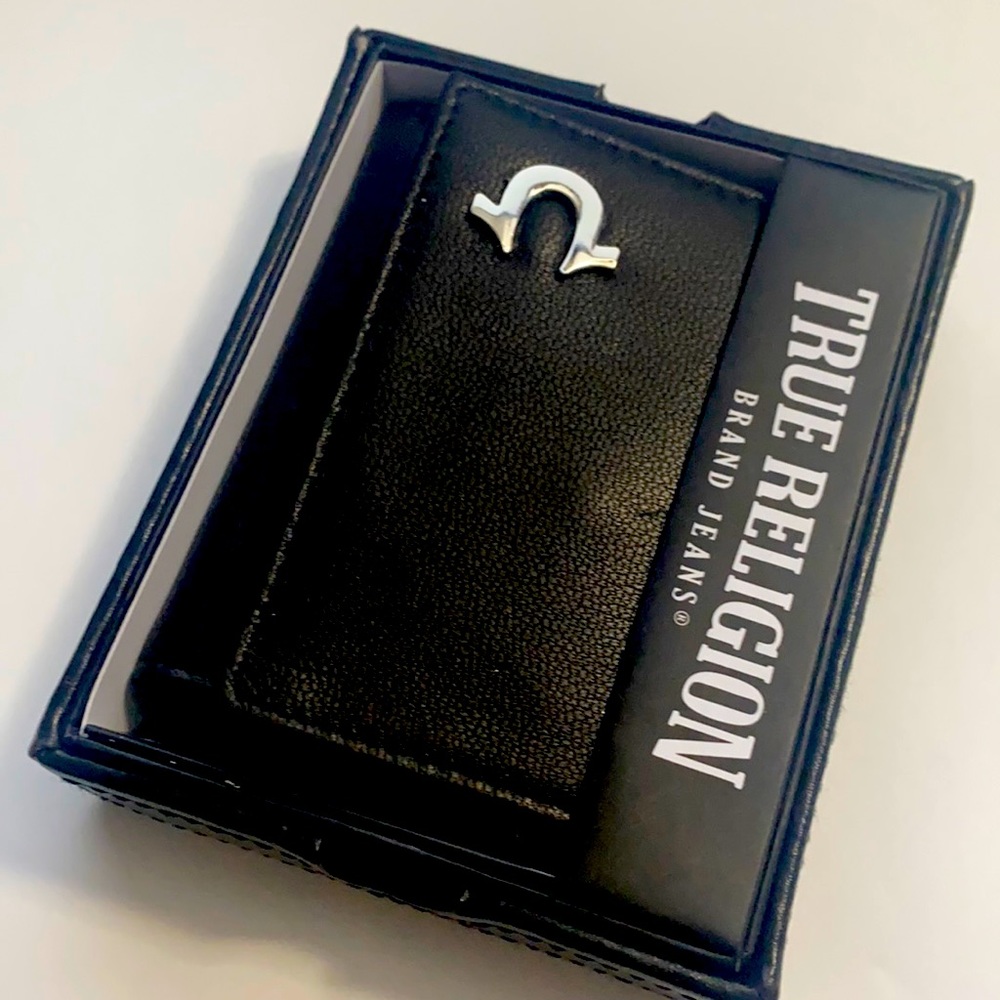 new leather tru religion men’s wallet bofold